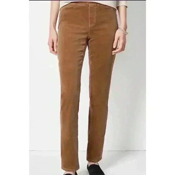 J. Jill Corduroy Pants Womens 8P Brown Dark Camel Pull On Stretch Ankle Ponte - Picture 2 of 10